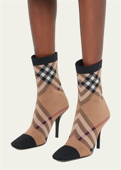 Burberry Dolman Check Stiletto Sock Booties 